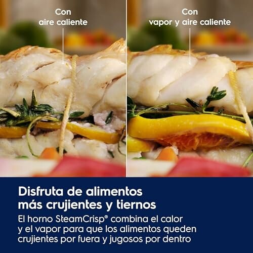 Comparación de alimentos cocinados con aire caliente y con vapor y aire caliente