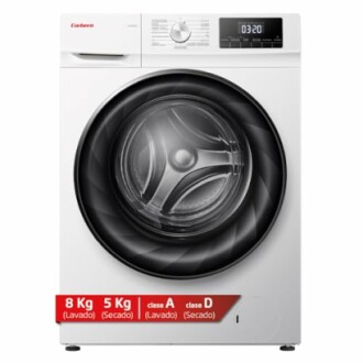 Lavadora blanca Corbero con puerta frontal y pantalla digital.