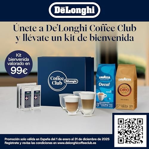 Promoción de De'Longhi Coffee Club con kit de café y tazas.