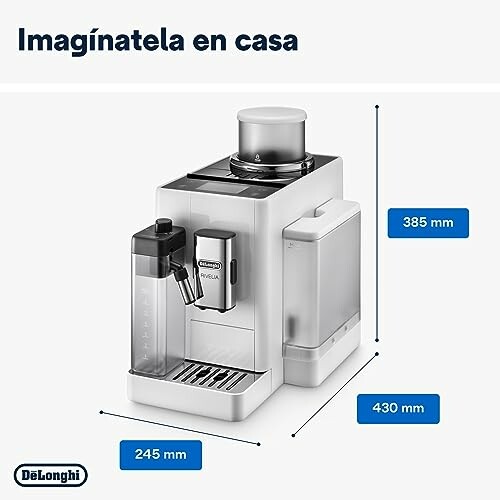 Cafetera De'Longhi con dimensiones detalladas