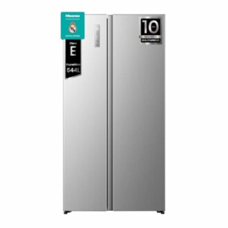 Refrigerador Hisense de 544 litros en acero inoxidable.