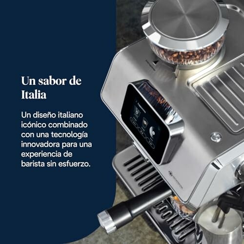 Máquina de café italiana con diseño icónico y tecnología innovadora.