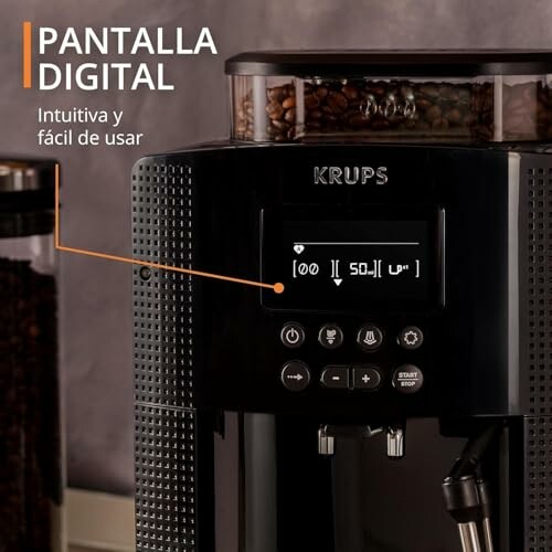 Máquina de café Krups con pantalla digital.