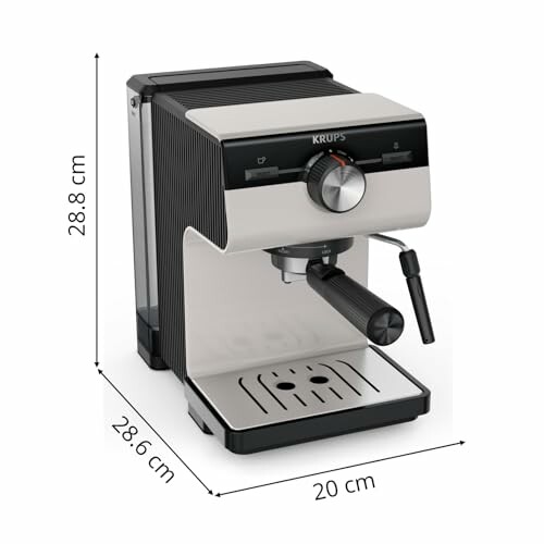 Máquina de espresso Krups compacta con medidas