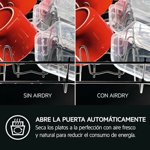 Comparación de platos en lavavajillas con y sin Airdry.
