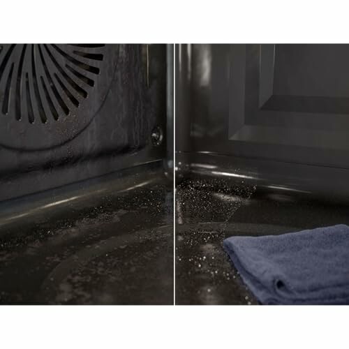 Comparación de limpieza de horno con y sin vapor.