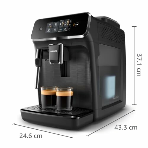 Máquina de café espresso Philips con medidas.