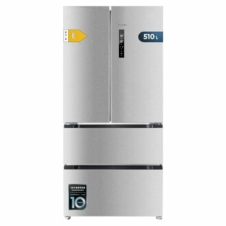 Refrigerador plateado con capacidad de 510 litros